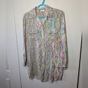 ZARA Beach Collection Colorful Women Blouse Size M Long Sleeves Boho